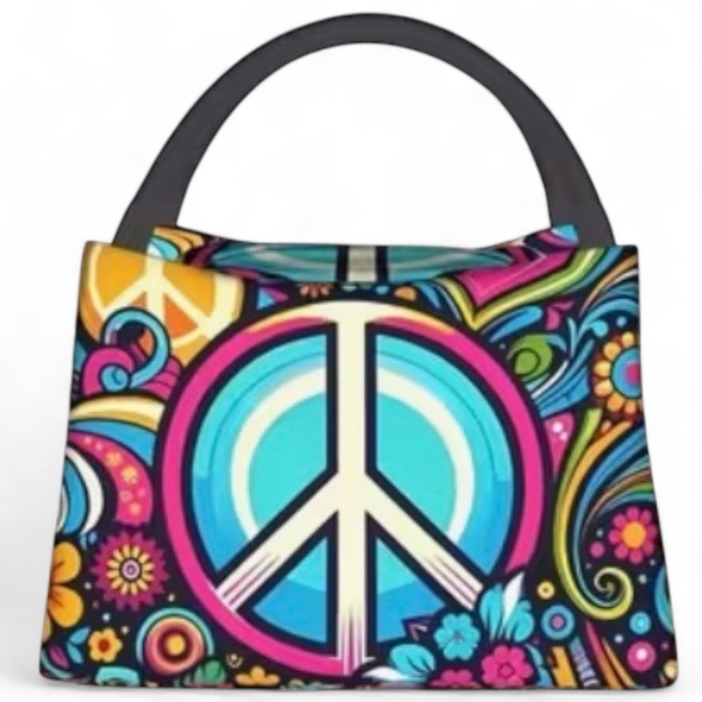Insulated Peace Sign Cooler/Lunch/Picnic Bag Top Zip & Dual Handles New